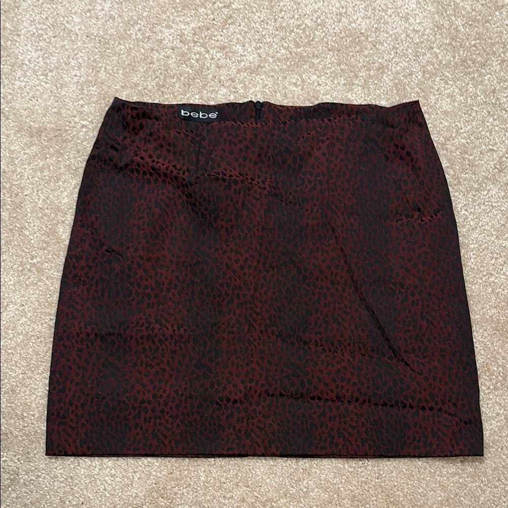 Bebe Red and Black Mini Pencil Skirt for Cocktail